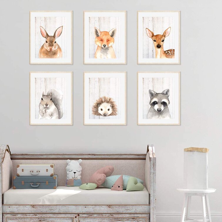Crista Rabbit Fox Deer Hedgehog Raccoon 6-Piece Set Paper Print